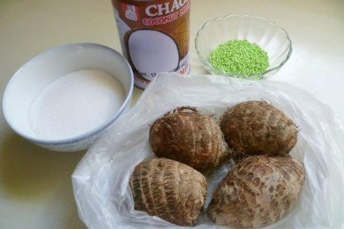 Cách nấu chè khoai sọ bột báng nước dừa