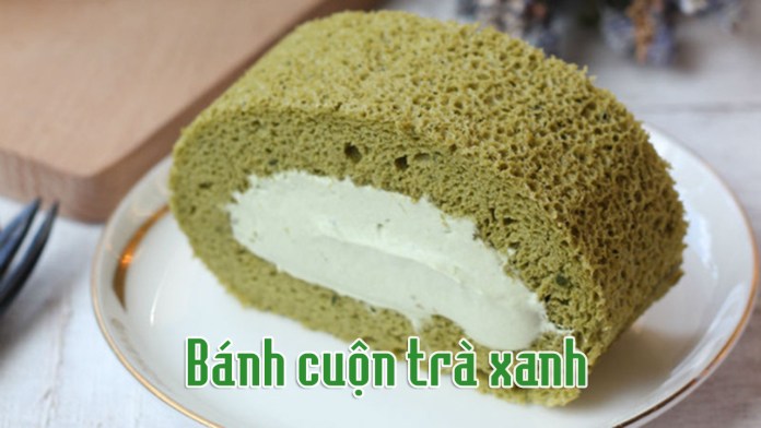 Mềm mịn ngọt ngào món bánh cuộn trà xanh
