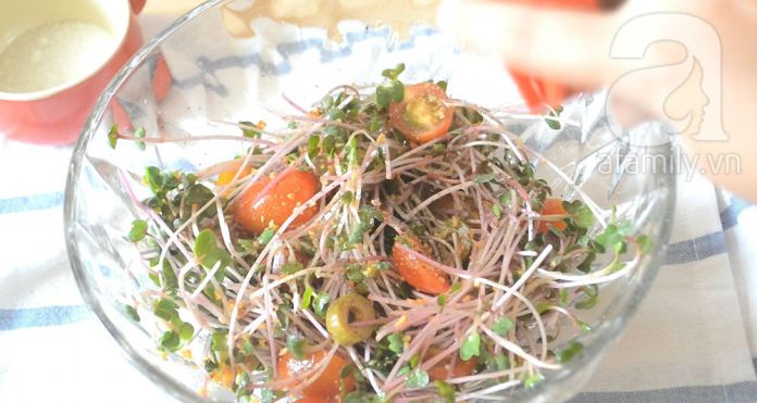 Salad rau mầm dầu giấm chống tăng cân dịp nghỉ lễ