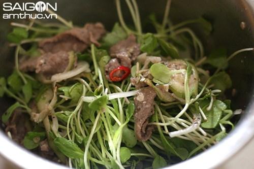 Thanh mát salad rau mầm trộn thịt bò