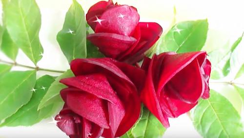 Tỉa hoa hồng từ củ cải đỏ đơn giản mà đẹp