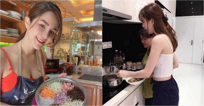 Diệp Lâm Anh và sao Việt đẹp gợi cảm vào bếp, fan mải ngắm quên cả món ăn